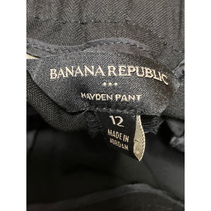 Banana Republic Hayden Black High Rise Straight Wide Leg Trousers Dress Pants 12