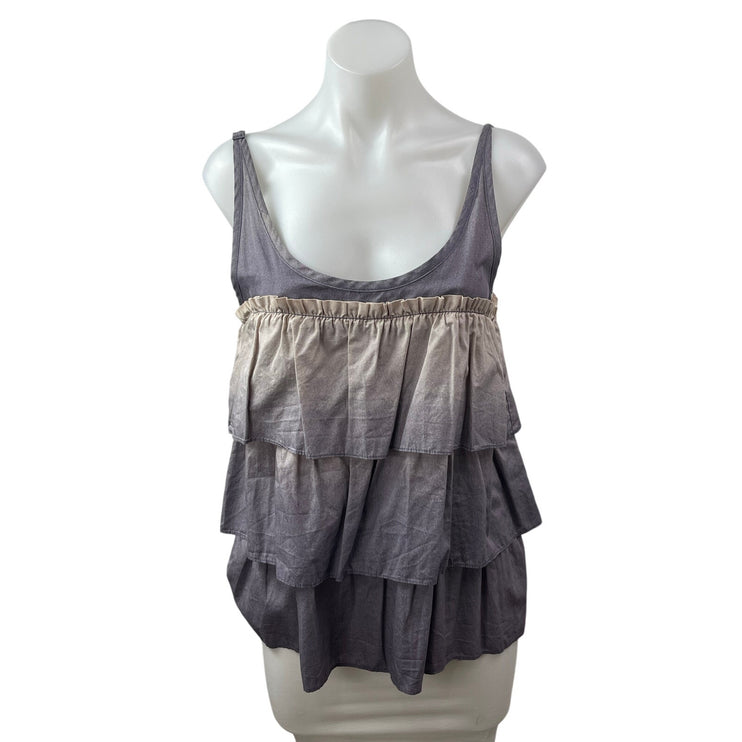 Marc by Marc Jacobs Women's Gray Ombre Ruffle Tiered Tank Cami Blouse Top Size S