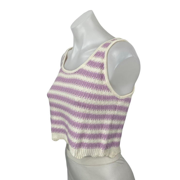 Willow & Wind Purple Lilac Striped Crop Tank Top Cardigan 2 Piece Set Size M