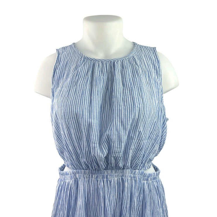 BeachLunchLounge Blue Striped Sleeveless Cutout Fit & Flare Midi Dress Size XL