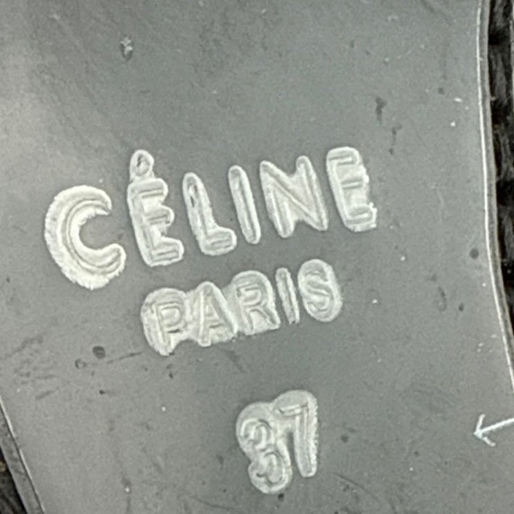 Celine Paris Women's Black Leather Block Heele Mid Calf Boots Size 37 US 6.5