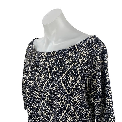 Zara Black Aztec Geometric Printed Short Sleeve Mini Twist Shift Sheath Dress S