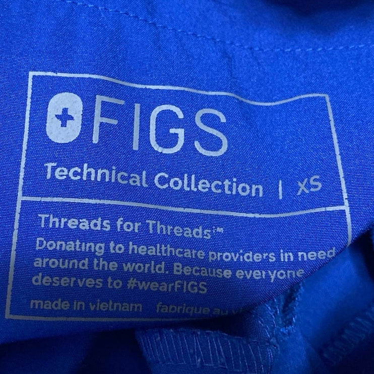 Figs Women's Blue Drawstring High Rise Straight Medical Scrub Pants Size XS