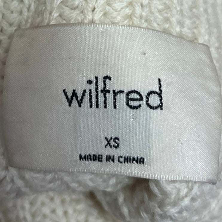 Aritzia Wilfred Cream 100% Wool Turtleneck Long Sleeve Rib Knit Sweater Top XS