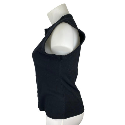 Abercrombie & Fitch Womens Black Sleeveless Button Down Crop Tank Shirt Top XL