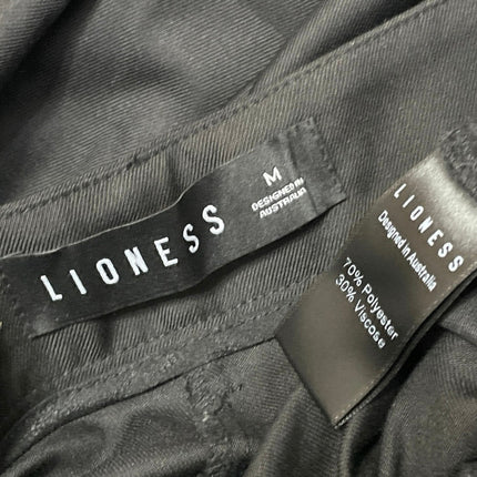 Lioness Women's Black High Rise Pleated Barrel Baggy Trousers Pants Size M