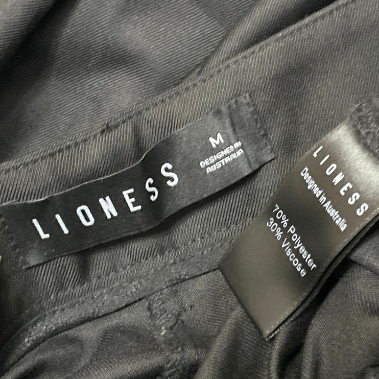 Lioness Women's Black High Rise Pleated Barrel Baggy Trousers Pants Size M