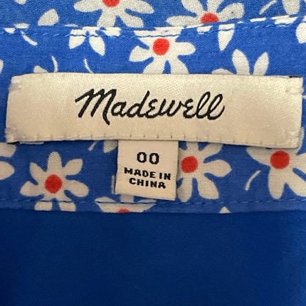 Madewell Women's Blue Floral Daisy Ruffle High Waist Pencil Mini Skirt Size 00