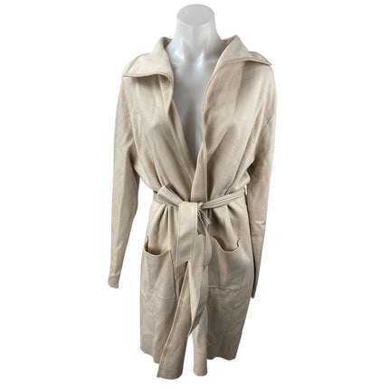 NEW Sioni Women's Cream Beige Collared belted Long Sleeve Trench Coat Jacket M