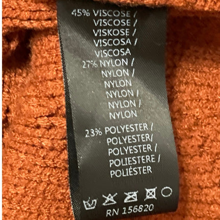 Allison Women's Rust Brown Textured Long Sleeve Round Neck Sweater Top Size M