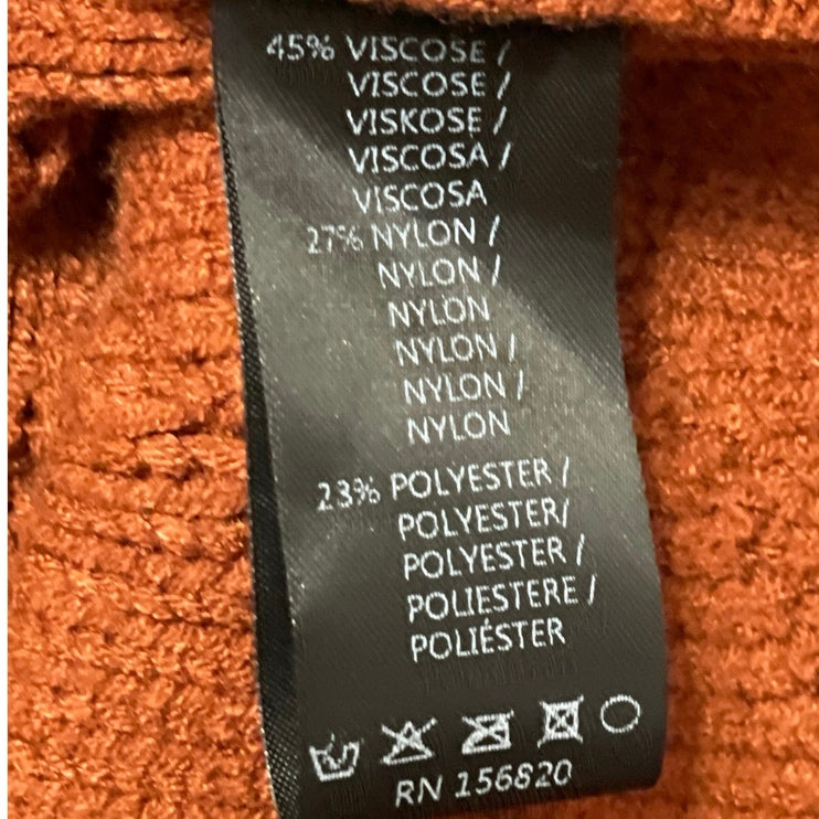 Allison Women's Rust Brown Textured Long Sleeve Round Neck Sweater Top Size M