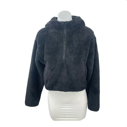 Aritzia Sunday Best Womens Black Faux Fur Long Sleeve Teddy Hooded Coat Jacket S