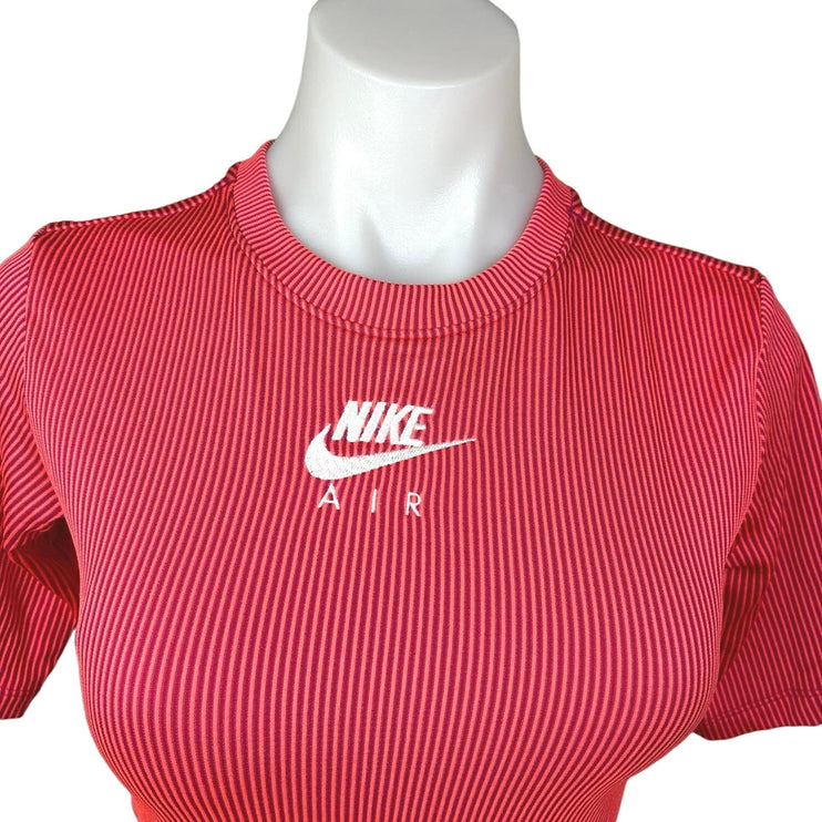 Nike Air NWOT Coral Pink Ribbed Crew Neck Short Sleeve Mini T Shirt Dress Size S