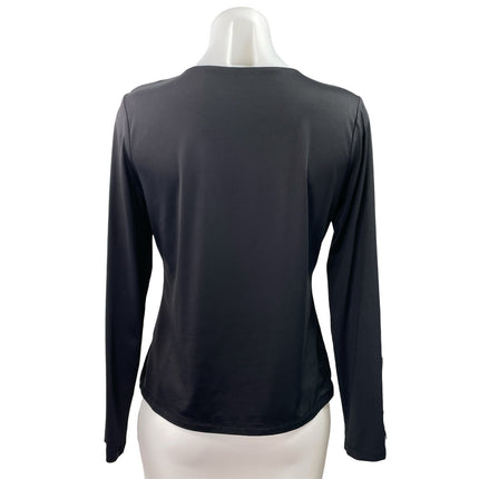 Tahari Women's Black Round Neck Basic Knit Long Sleeve T Shirt Tee Top Size L