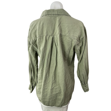 Banana Republic Women's Green Linen Long Sleeve Button Down Shirt Top Size M