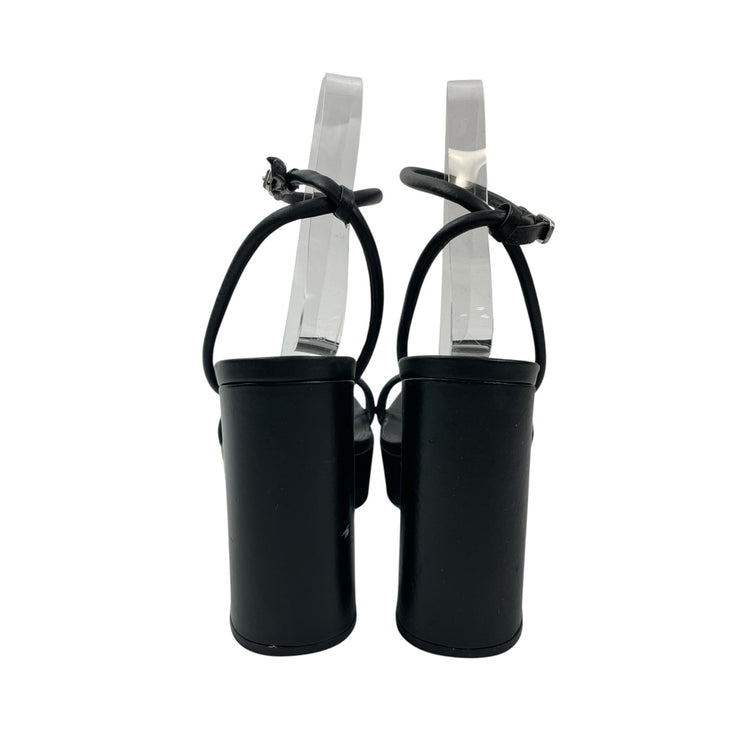 Steve Madden LOFTY Women's Black Block High Heels Slingback Platform Sandals 7.5