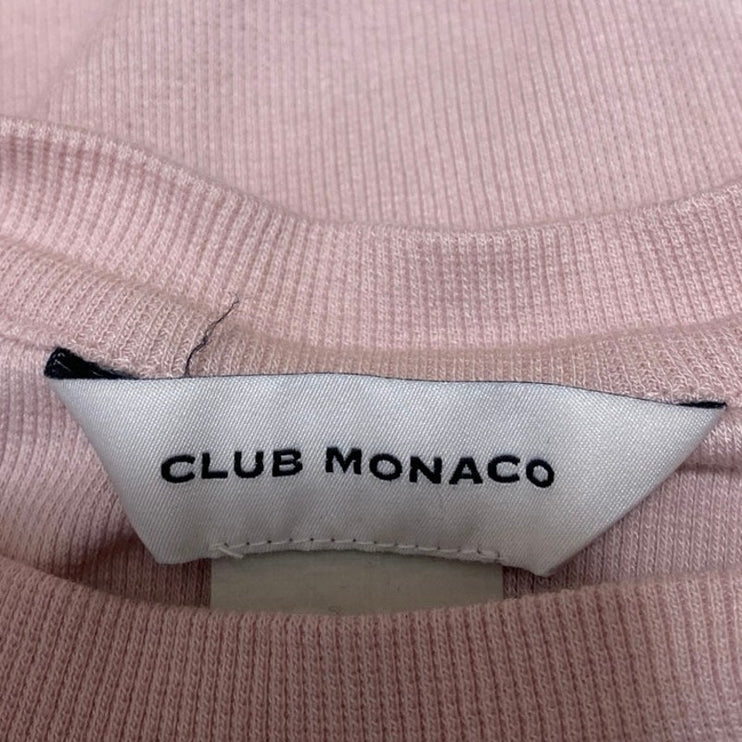 Club Monaco Women's Pink Ribbed Knit Long Sleeve Crew Neck Sweater Top Size S