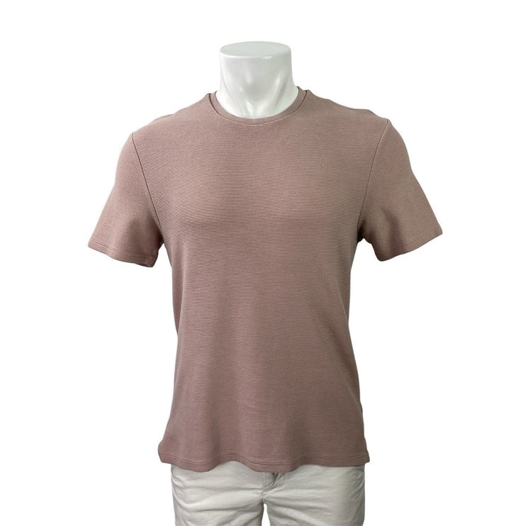 Topman Men's Brown Tan Rib Knit Crewneck Short Sleeve Casual Tee T-shirt Top M
