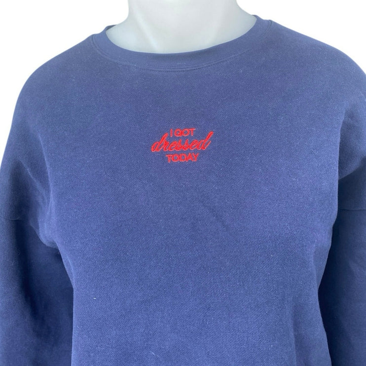 Mayfair Pat On The Back Blue Embroidered Long Sleeve Sweatshirt Sweater Top XXL