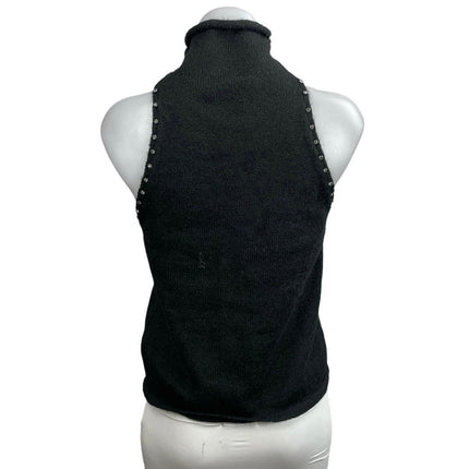 Scoop Women's Black Knitted Sleeveless Turtle Neck Slim Sweater Tank Top Size L