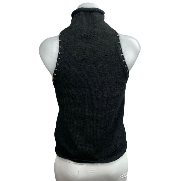 Scoop Women's Black Knitted Sleeveless Turtle Neck Slim Sweater Tank Top Size L