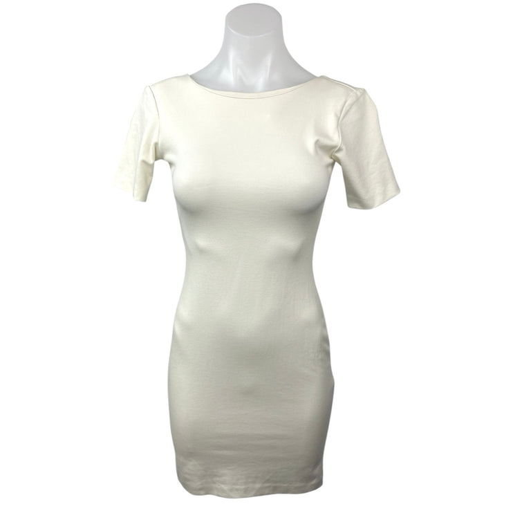 Amanda Uprichard White Short Sleeve Stretch Career Mini Bodycon Sheath Dress S