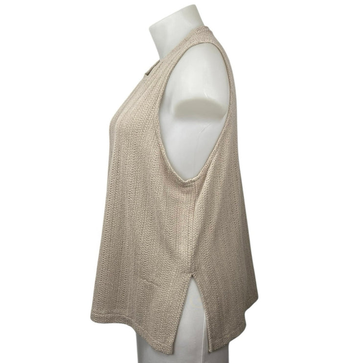 H&M Women's Cream Tan Crewneck Sleeveless Knit Sweater Coverup Tank Top Size XXL