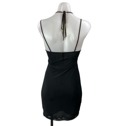 NEW Motel Rocks Women's Brown Black Sleeveless Cami Halter Bodycon Mini Dress S