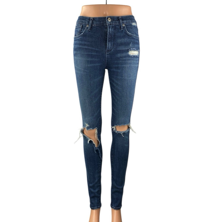 Agolde Sophie Women's Blue Mid Rise Distressed Slim Skinny Denim Jeans Size 26