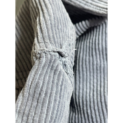 Zara Women Gray Corduroy Long Sleeve Relaxed Pocket Button Down Shirt Top Sz XL
