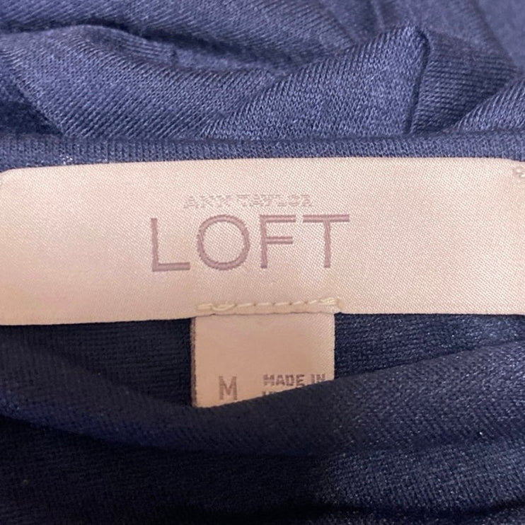 Ann Taylor LOFT Navy Pleated Sleeveless Cami Camisole Midi A-Line Dress Size M