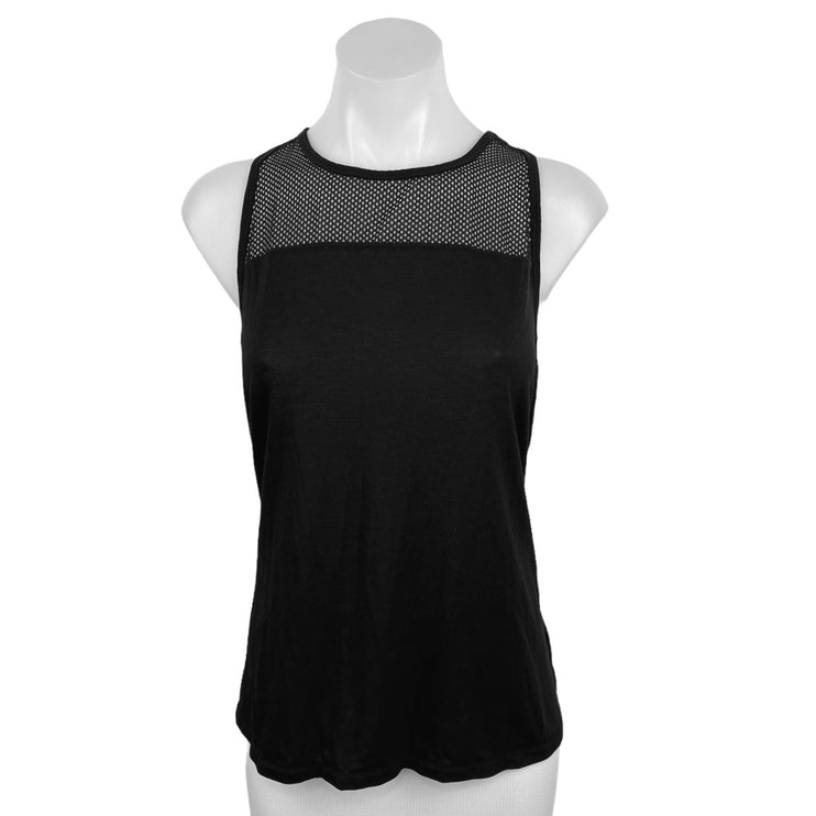 Athleta Black Crew Neck Mesh Trim Racerback Workout Tank Top Size M