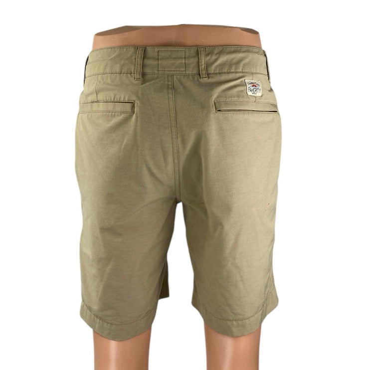 All Day Men's Beige High Waisted Straight Leg Casual Chino Khaki Shorts Size 31