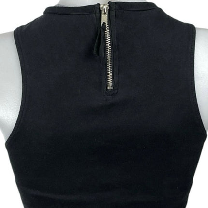 Zara Women's Black High Neck Sleeveless Zip Back Crop Muscle Tee Tank Top Size S