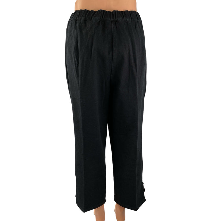 NEW Dream Jeannes Black High Rise Elastic Waist Wide Leg Trouser Dress Pants L