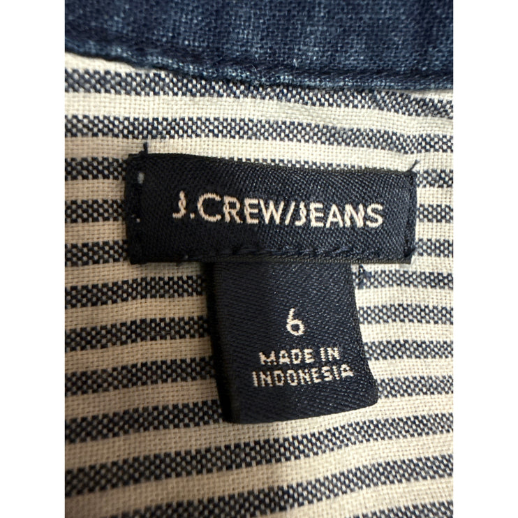 J.Crew Men's Blue White Striped Cotton Long Sleeve Button Down Shirt Top Size 6