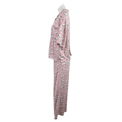Munki Munki Peanuts Pink Short Sleeve Button Pants Sleepwear Pajamas Set Size M