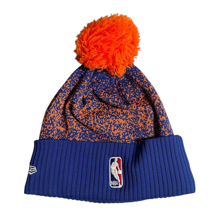 New Era New York Knicks NBA Blue Orange Embroidered Logo Pom Pom Beanie Hat OS