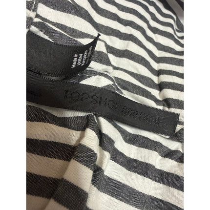 Topshop Women's Black White Striped Long Sleeve Boat Neck Collar Blouse Top 6