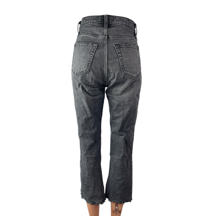 Abercrombie & Fitch The Ankle Straight Ultra High Rise Black Crop Denim Jeans 25