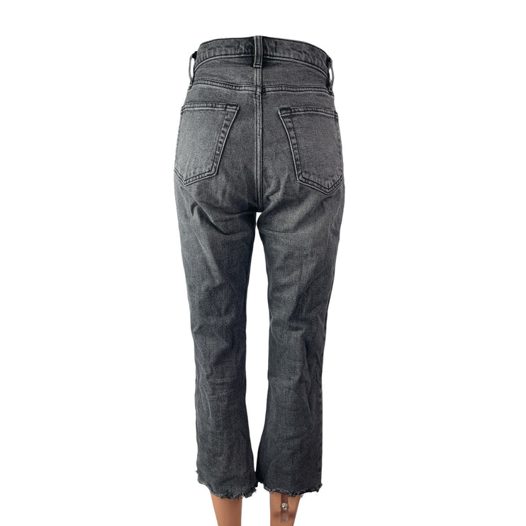 Abercrombie & Fitch The Ankle Straight Ultra High Rise Black Crop Denim Jeans 25