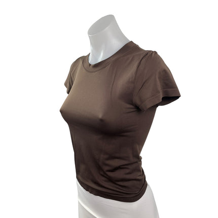 Aritzia Sunday Best Women's Brown Crew Neck Short Sleeve Crop Tee T-shirt Top S