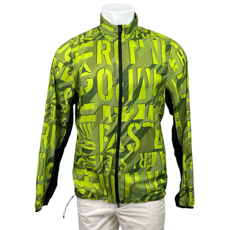 Reebok Men's Green Long Sleeve Full Zip Performance All Over Print Jacket Size M