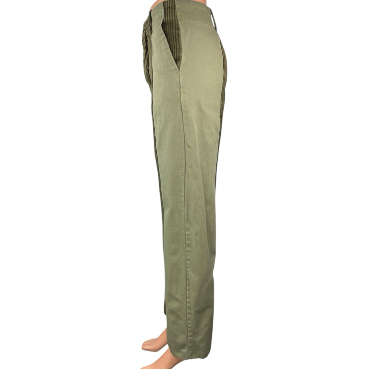 Urban Outfitters Corina Green Corduroy Colorblock High-Waist Trousers Pants 0