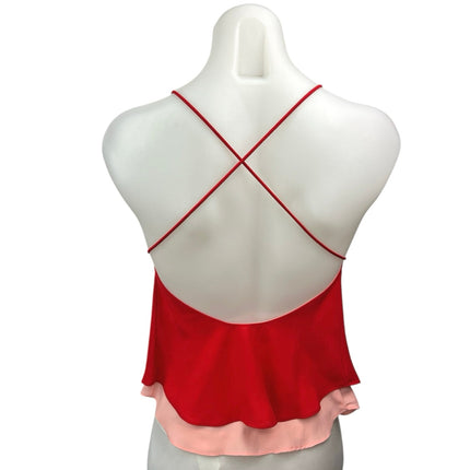 Zara Trafaluc Red Pink Layered Cross Back Lightweight Cami Tank Top Size XS