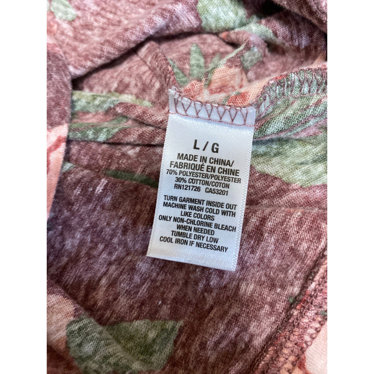 Aeropostale Women Brown Floral Long Sleeve Hoodie Hooded Sweatshirt Top Size L