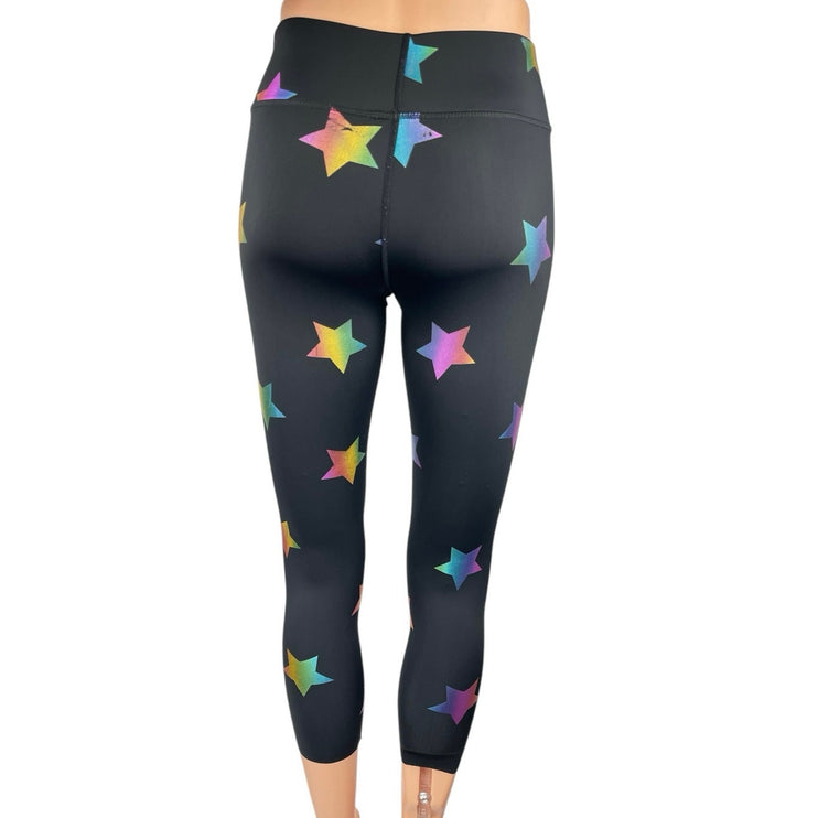 Terez Women's Black Rainbow Stars Foil Capri Athletic Leggings Pants Size XS