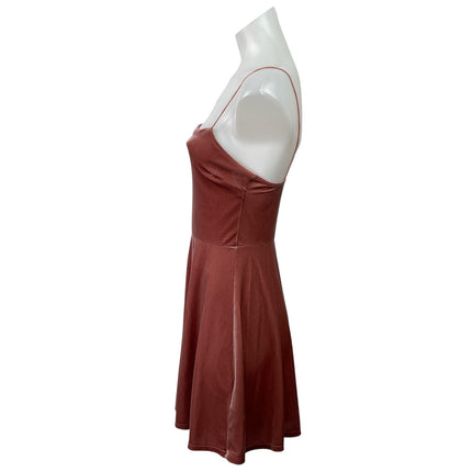 Urban Outfitters Red Pink Velvet Velour Cami Tank Fit & Flare Mini Dress Size S