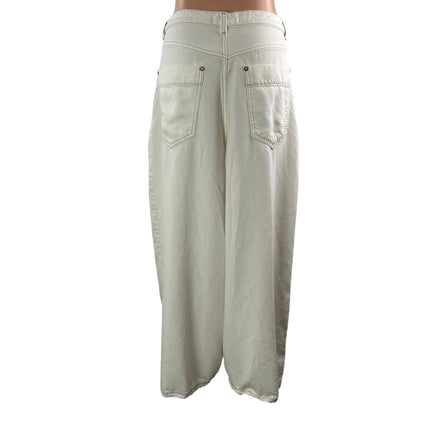 Free People We The Free Old West Slouchy White Wide Leg Baggy Denim Jeans Sz 30