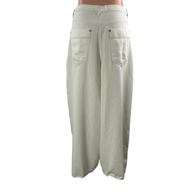 Free People We The Free Old West Slouchy White Wide Leg Baggy Denim Jeans Sz 30